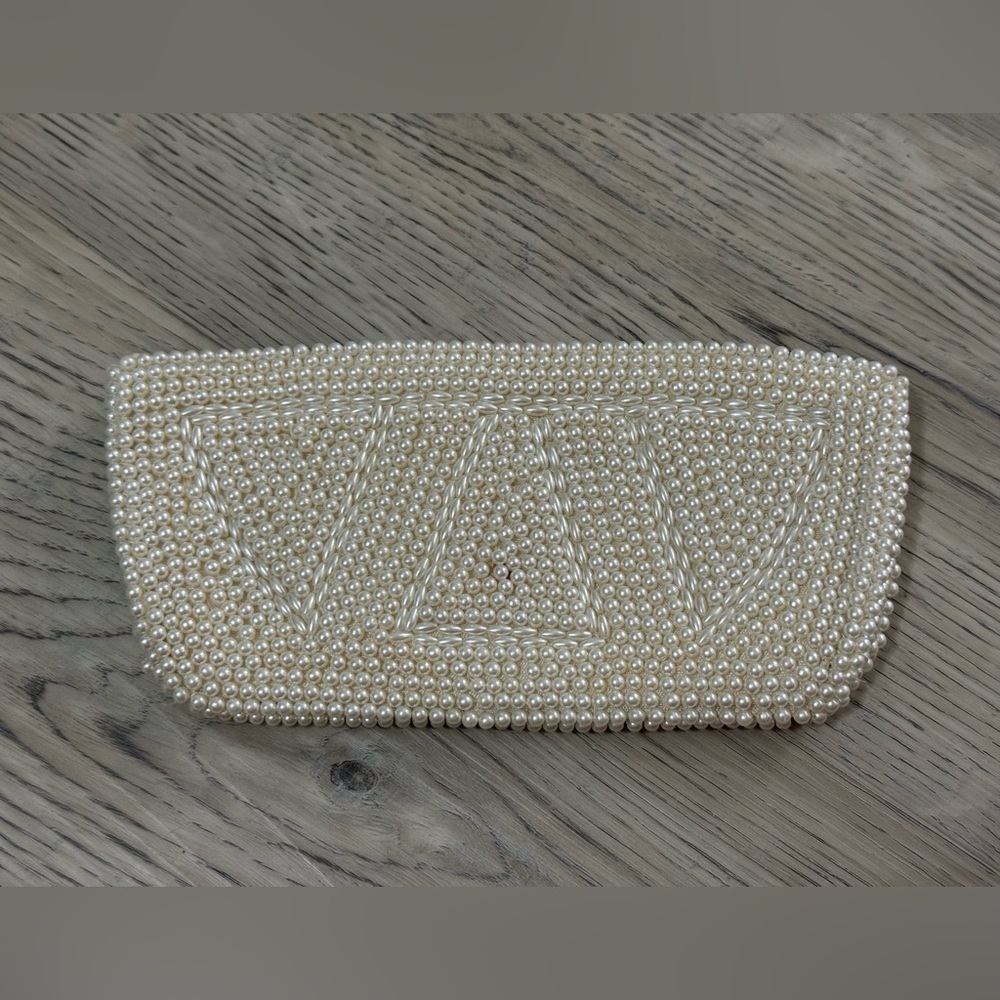 NEW Vintage Beaded Pearl Clutch Purse 1950s Made in Japan